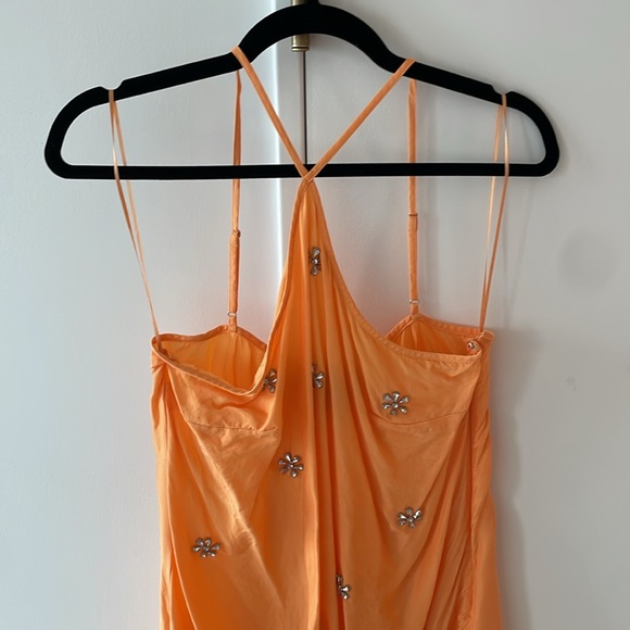 J. Crew Orange Embellished Halter Mini Dress - Picture 2 of 3